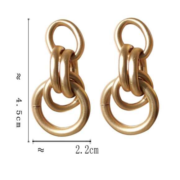 💙Last one 💕Geometric Circles Chain Drop Earrings - Picture 7 of 14